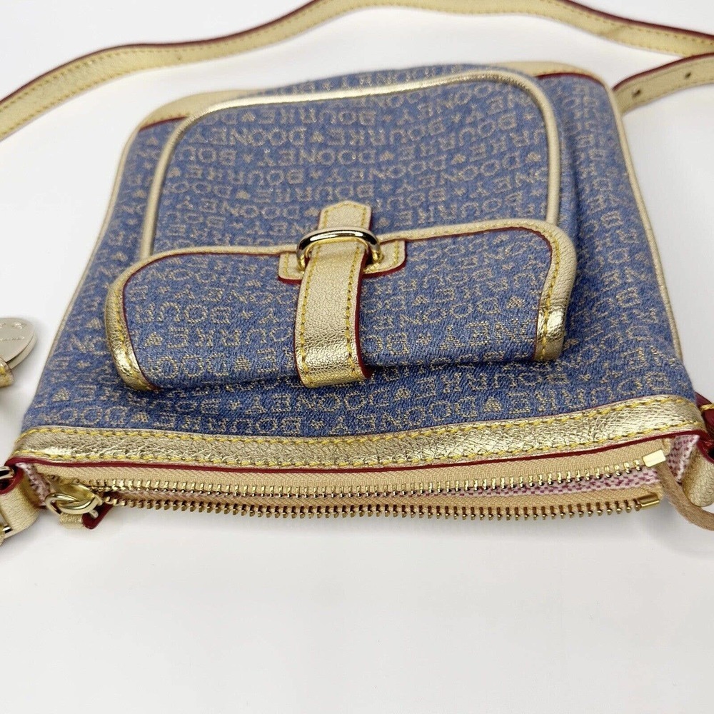 Dooney & Bourke Blue Denim Gold Lettering Crossbody Blue Duck- LIKE NEW - Picture 7 of 10
